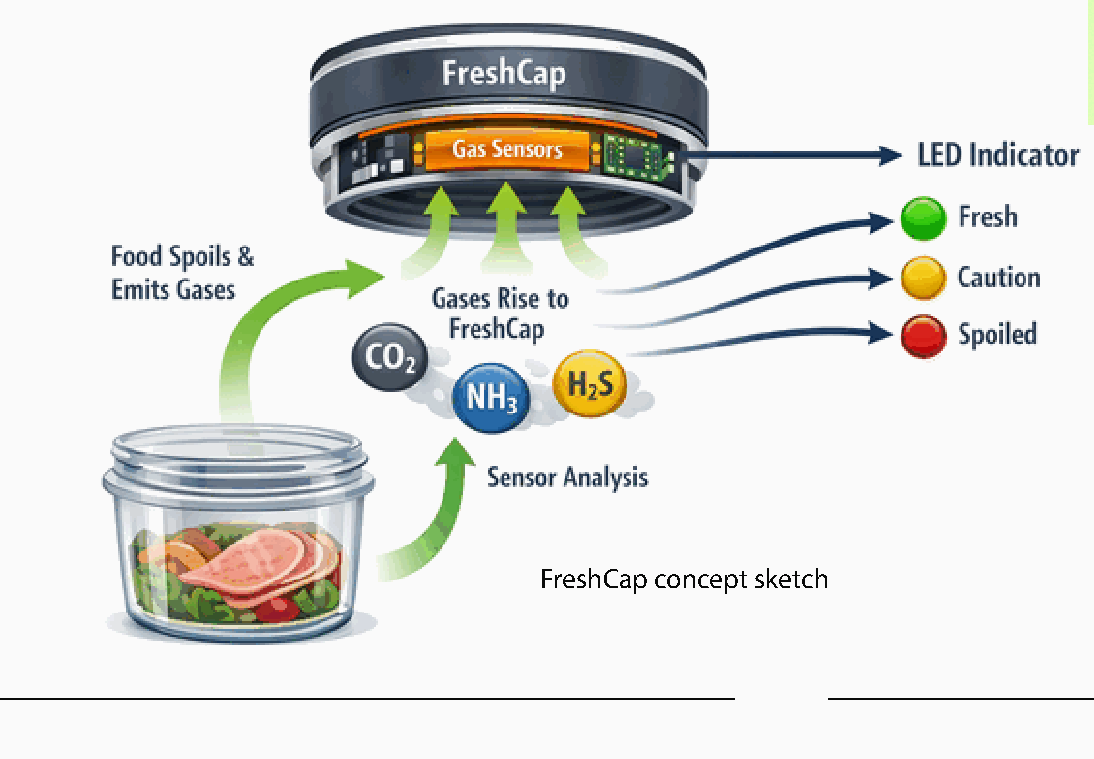 FreshCap gas sensing concept diagram